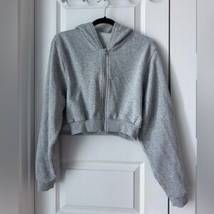 Women’s ALO Sweet Escape Hoodie Cropped Zip-Up Gray Size Medium NWOT